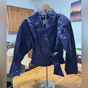Women's Vintage Purple Leather Jacket